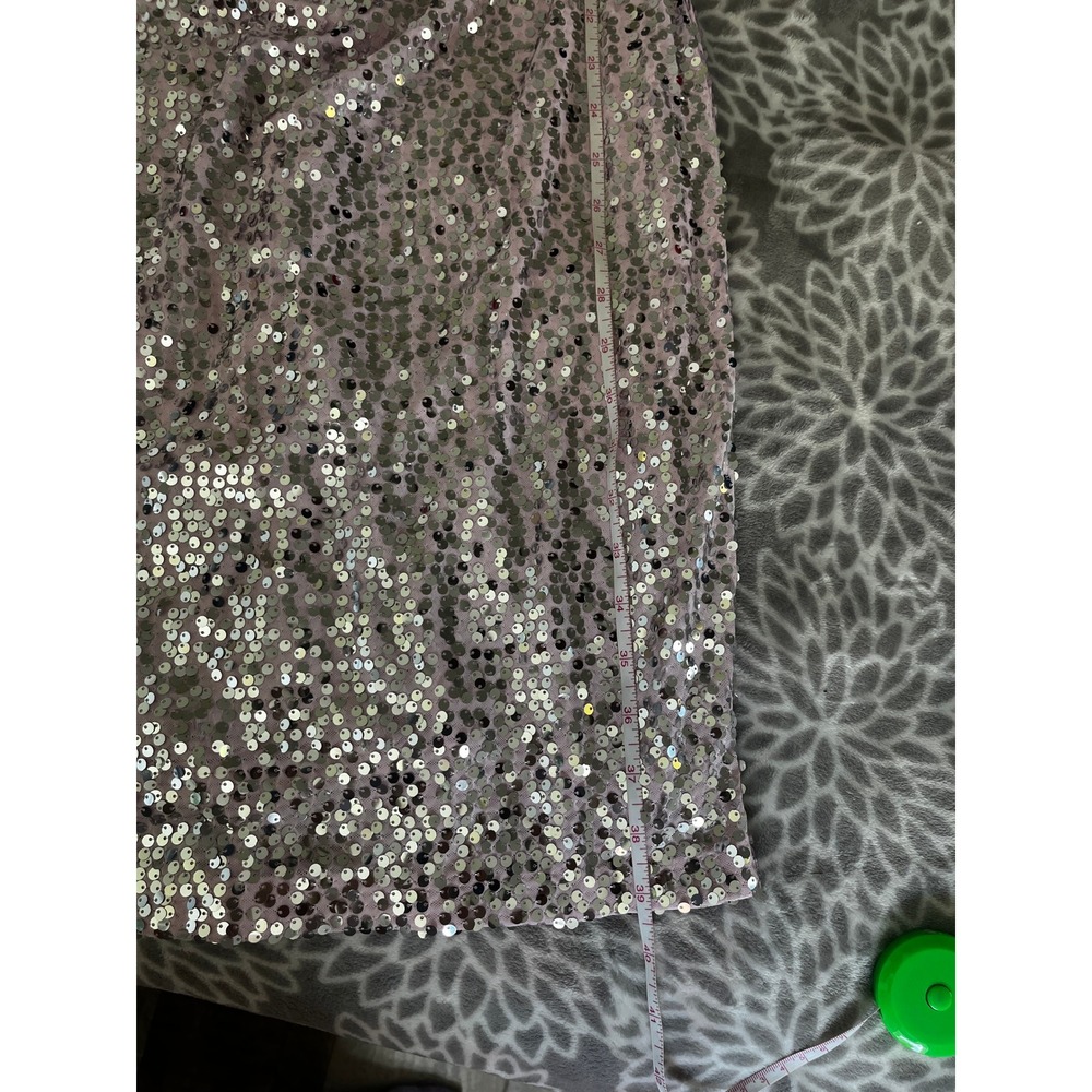 Pink Sequin Midi Dress size 2 V-Neck Sheath Party Wedding Guest Glam Prom NWT - Picture 7 of 12